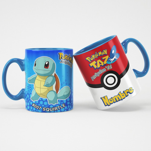 Taza Pokémon Personalizada Pikachu Charmander Squirtle Y Más