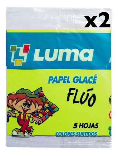 Papel Glace Glase Fluo 10x10cm Luma Sobre X5 Hojas 