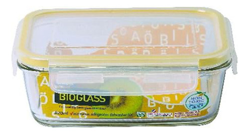 Contenedor Rectangular Con Tapa Vidrio 820ml Komax