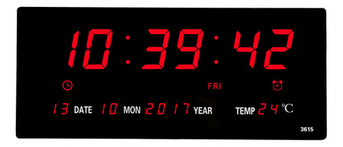 Reloj De Pared Digital Con Termómetro Alarmas Calendario47cm