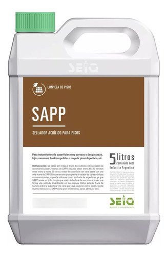 Sellador Acrilico Sapp Pisos Cemento Alisado 5lt Cera Brillo