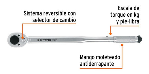 Torquímetro Micrometrico, Cuadro 3/4 , Truper 13547