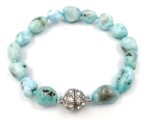 Pulsera Larimar De Piedra Natural Imán Cristal 7.5