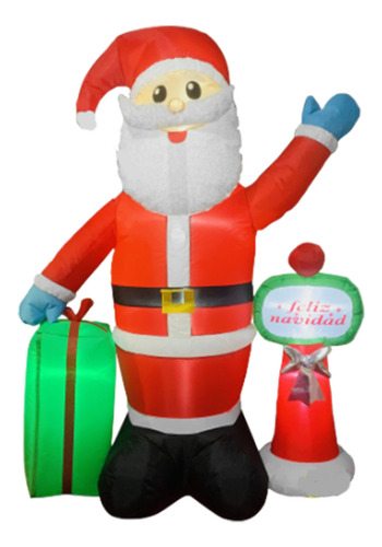 Inflable Navideño Santa Con Regalo Feliz Navidad 2.4m