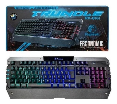 Teclado Gamer Trundle Rk- 8161 Contacto Electricidad Colon Teclado Negro