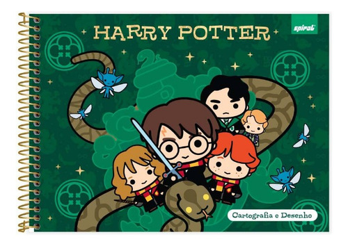 Caderno Cartografia E Desenho Capa Dura 48 Folhas 275x200mm Cor Harry Potter