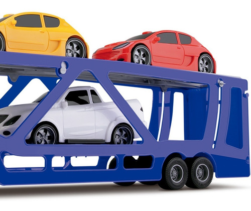 Imagem 4 de 6 de Brinquedo Caminhão Cegonheira Pollux Carreta Com 3 Carros
