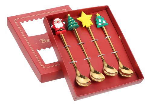 Juego De Cucharas Navideñas Para Servir Café