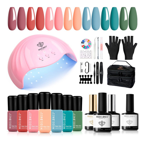 Kit De Uñas Semipermanente + Accesorios + Lámpara 48w