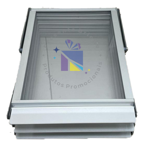 Porta Catálogo Folder Display Sanfonado Retrátil Z Alumínio