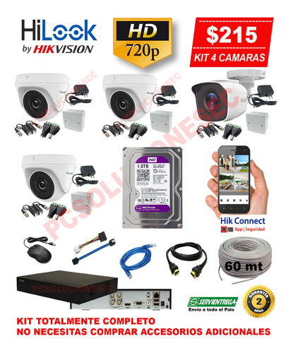 Kit Completo Camaras Listo Para Instalar Hilook Hikvision