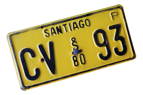 ¬¬ Placa Patente Antigua Chile Santiago Año 1980 Zp