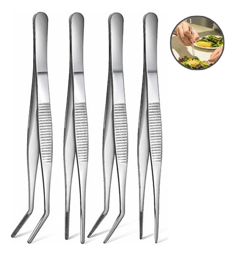 4pcs Pinzas De Cocina Precisión Para Chef O Para Emplatar 