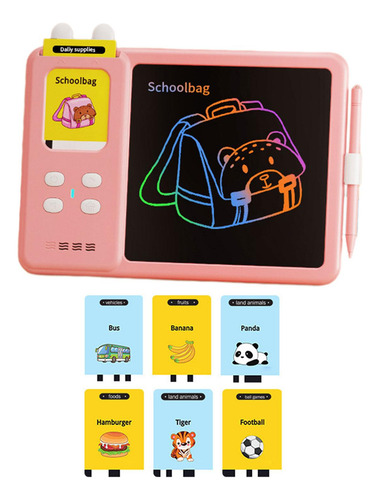 2 En 1 Tableta De Escritura De Tarjetas Flash Parlantes Rosa