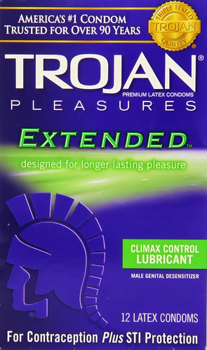 Condones Trojan Extended Pleasure 12 Pzas Con Retardante