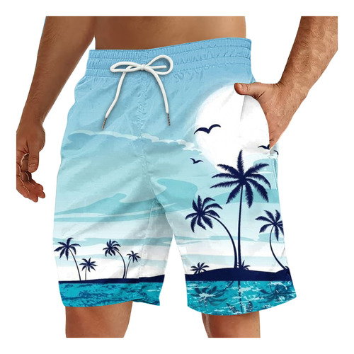 Pantalones Cortos De Playa O Con Estampado Casual Con Cordón