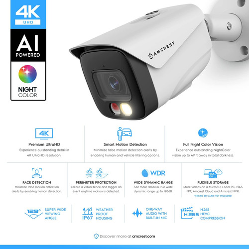2 Camaras De Seguridad Ip Poe Bala Amcrest Ultrahd 4k 8mp