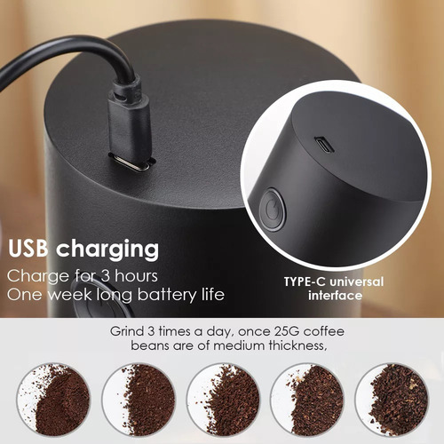 Moedor De Café Elétrico Profissional, Com Carregador Usb