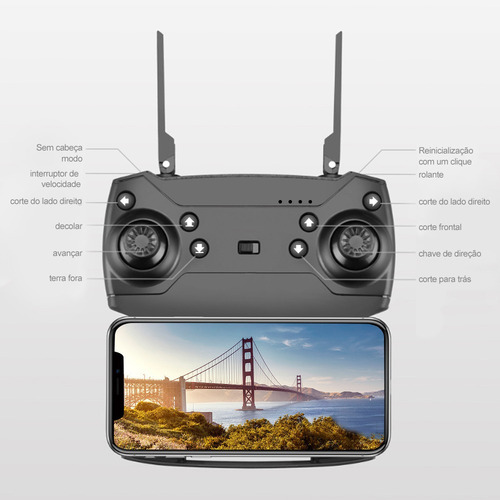 Drone Com Camera Remoto Controle E88 4k Hd Fpv Profissional