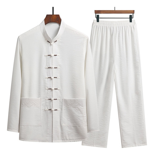 Conjunto De Camisa Y Pantalones De Taichí Para Hombre, Camis