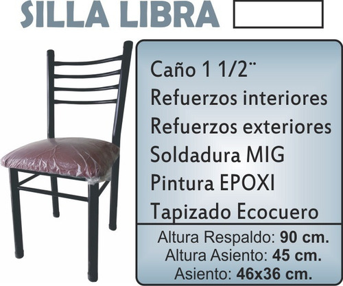 Imagen 1 de 9 de Silla Libra De Caño 1 1/2 - Pack 6 Sillas
