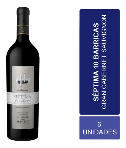 Vino Séptima Gran Reserva 10 Barricas Cabernet Sauvignon X 6