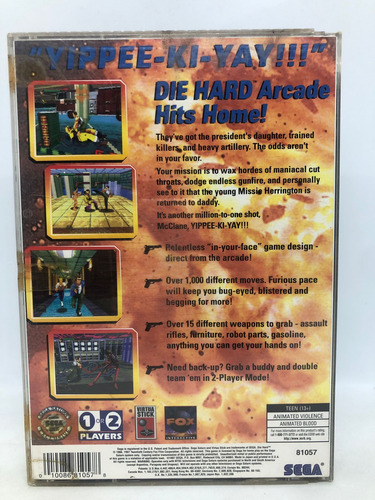 Jogo Die Hard Arcade Game Original Midia Fisica Sega Saturn (Usado)