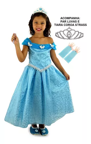 Vestido Princesa Sofia Fantasia Luxo Infantil +tiara E Luva