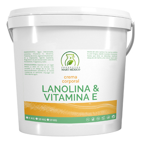  Crema  Hidratante De Lanolina & Vitamina E 19 Kilos