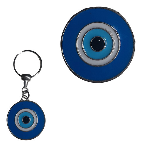 Chaveiro Amuleto Com Olho Grego Azul Em Metal 12g 8cm Cv25