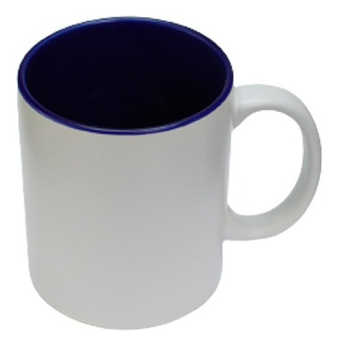 Taza Mate Blanca De 11oz Con Color Interno Para Sublimar 24p Color Azul Oscuro