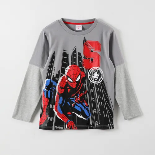 Polera Manga Larga Niño Spiderman Protector Of Gris Marvel