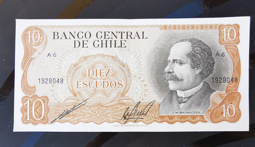 Billete Chileno A6 ~ 10 Escudos Chile - Cano - Molina