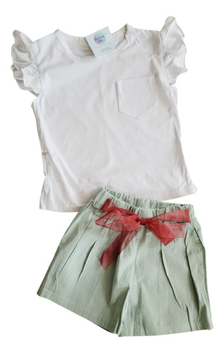 Conjunto Short Y Blusa Casual Para Niña Verano Playa