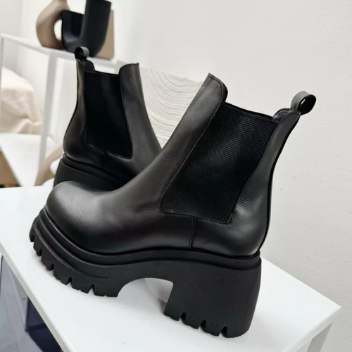 Botas Botinetas Borcegos Mujer Cuero Plataforma Elástico 