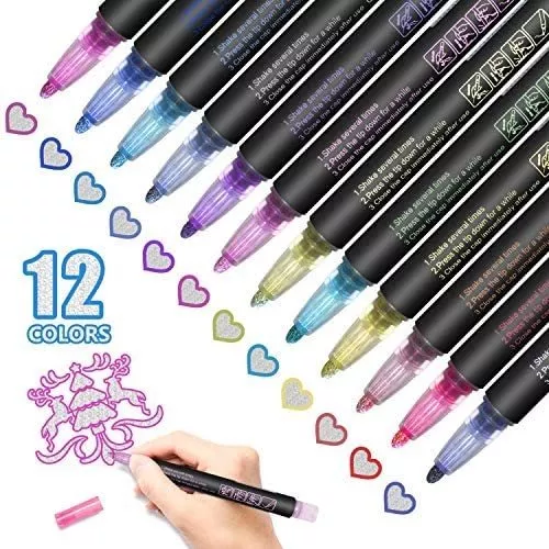 Bolígrafos de Contorno 12 Colores de Doble Línea, Rotuladores
