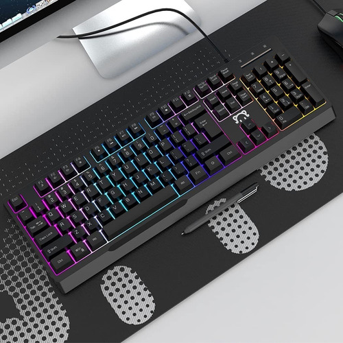 Imagen 8 de 8 de Teclado Semi-mecanico Gamer Ajazz Stk090 Negro Con Luz Rgb