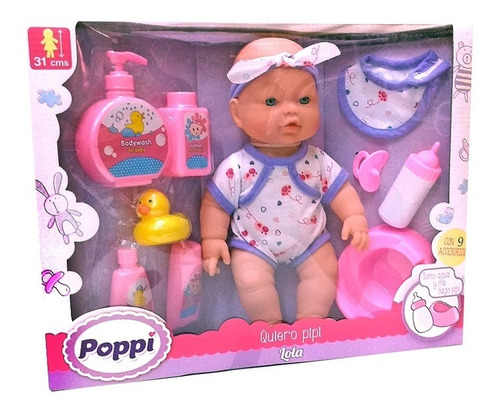 Muñeca Bebe Poppi - Quiero Pipi Con Accesorios