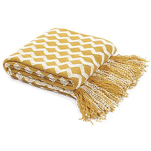 Soft Warm Woven Knit Throw Blanket With Fringe For Sofa...