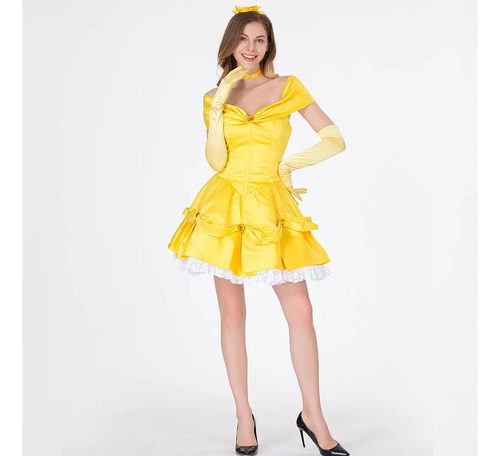 Vestido Corto Beast Disfraz De Princesa Bella Para Cosplay