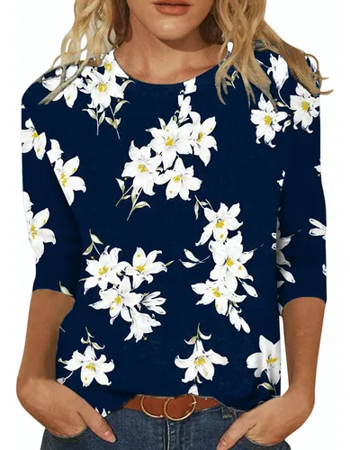 Blusas Para Mujer Casual Moda Media Manga Larga Blusa Cuotas sin