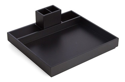 Organizador De Mesa Escritório Em Mdf Laqueado Preto Premium