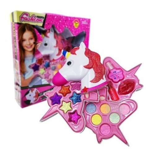 Set Kit Maquillaje Unicornio Niña Rosado Juguete Princesas