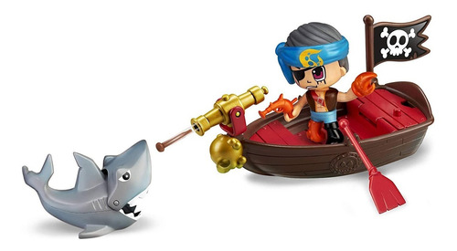 Imagen 1 de 9 de Pinypon Action Piratas + Figuras Bote Barco Pirata Muñeco