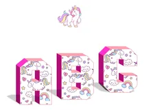 Comprar Kit Imprimible Letras Y Números 3d- Editables Unicornio