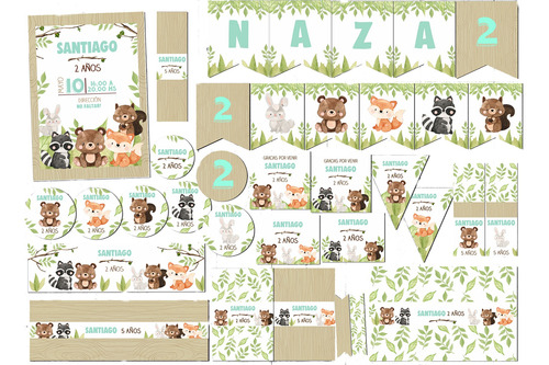 Kit Imprimible Baby Animalitos Del Bosque#2 Textos Editables