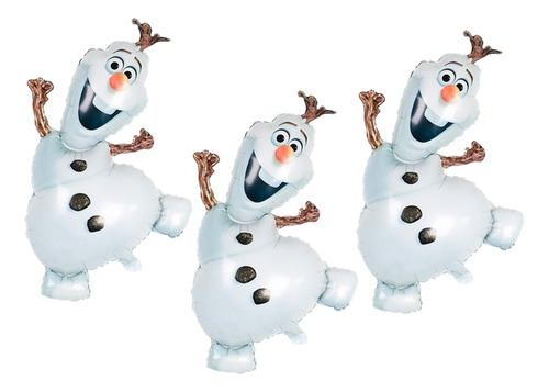 Pack 3 Globos Metalizados Frozen Elsa Ana Olaf Tamaño 80 Cms