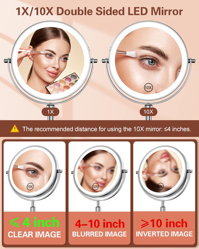 Espejo De Maquillaje Iluminado Con Soporte Ajustable, [3