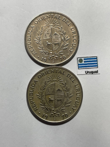 Moeda 50 Pesos 1970 (2 Unid.), Ur 222 Uruguai (Usado)