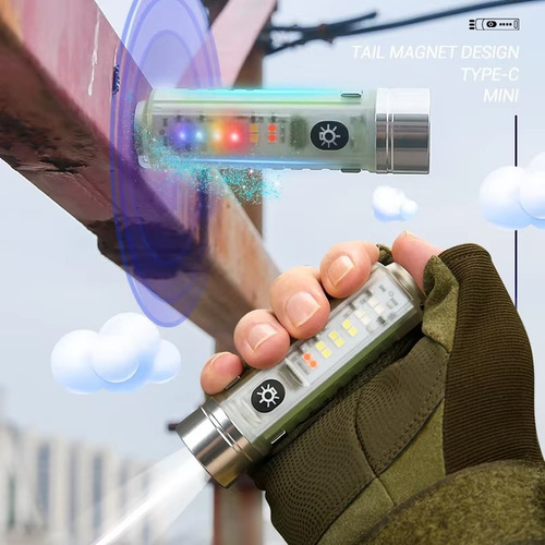 Linterna Led Recargable Usb C, Mini Llavero Led